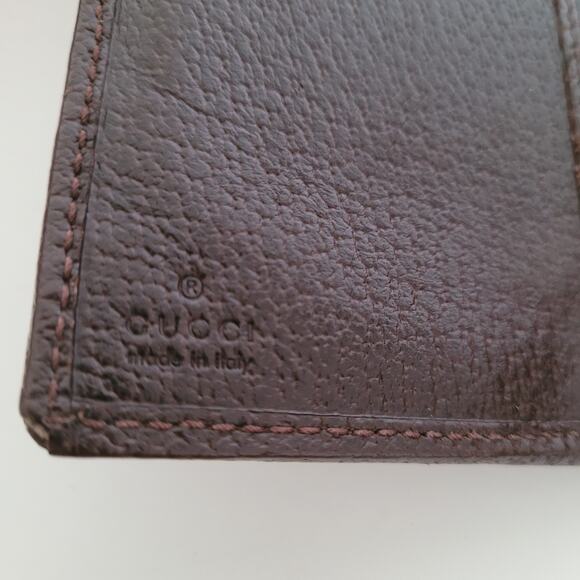 GUCCI GG Guccissima Logo Canvas Leather Wallet Long Bifold Brown Fair Vintage - Picture 4 of 11